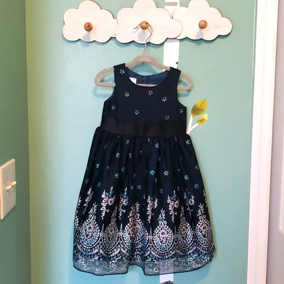 Special Editions | Dresses | Special Editions 8 Month Toddler Formal Navy  Silver Glitter Sleeveless Dress | Poshmark
